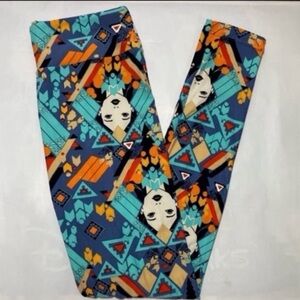 Disney x lularoe Pocahontas aztec teal and orange vibrant leggings